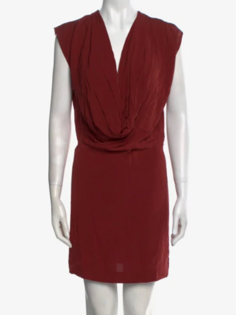 Diane von Furstenberg Womens Sz 0 Red Cowl Neck Short Sleeve Dress 100% Silk